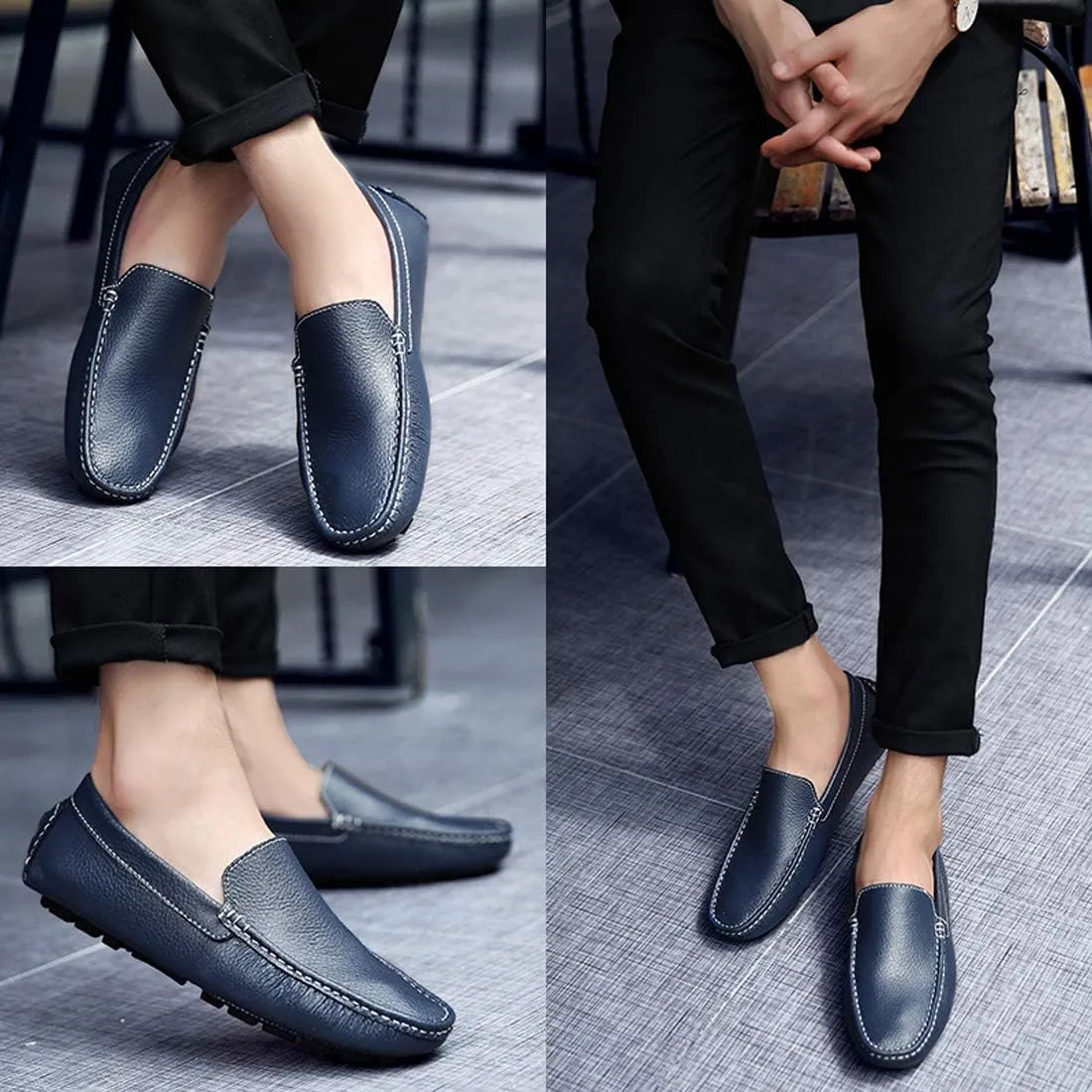 Santimon Mens Casual Loafer Slip-on Moccasin Boat Shoes Flat Driving Shoes
