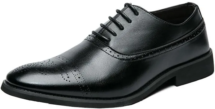 Santimon Men's Dress Oxford Shoes Classic Brogues Style Lace Up Formal Derby Shoes Casual Office Business Shoes