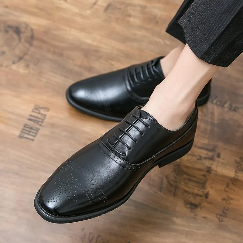 Santimon Men's Dress Oxford Shoes Classic Brogues Style Lace Up Formal Derby Shoes Casual Office Business Shoes
