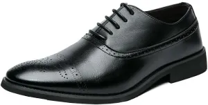 Santimon Men's Dress Oxford Shoes Classic Brogues Style Lace Up Formal Derby Shoes Casual Office Business Shoes