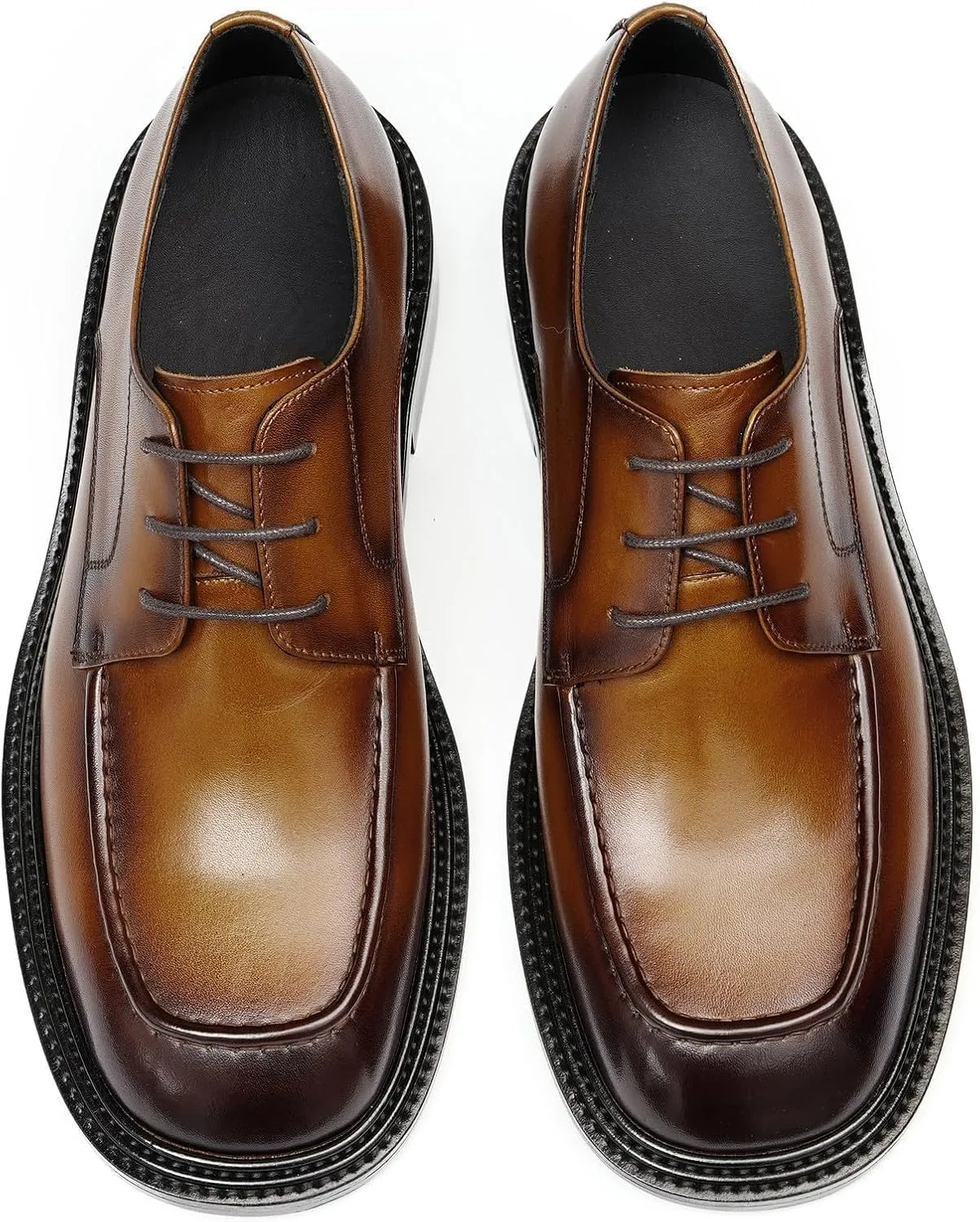 Santimon Men’s Genuine Leather Oxfords Dress Shoes – Lace-Up Derby with Rubber Sole, Soft Calfskin Lining, Anti-Slip Business Formal Suit Shoes for Office, Wedding & Daily Wear