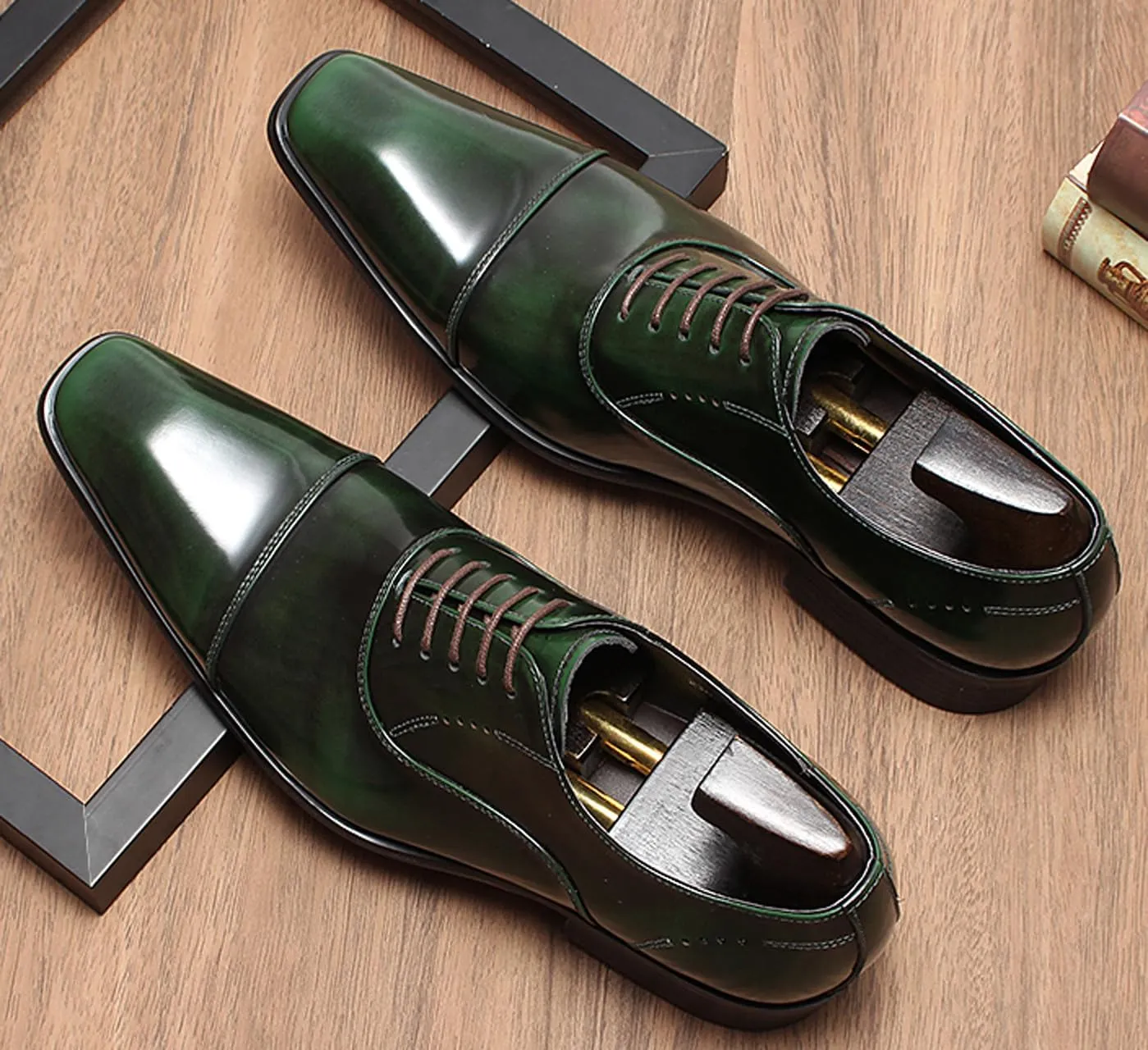 Santimon Men's Handcrafted Oxford Dress Shoes | Genuine Leather Brogue Derby for Business/Wedding/Tuxedo | Cushioned Outsole Formal Shoes | Prom & Casual Luxury Footwear