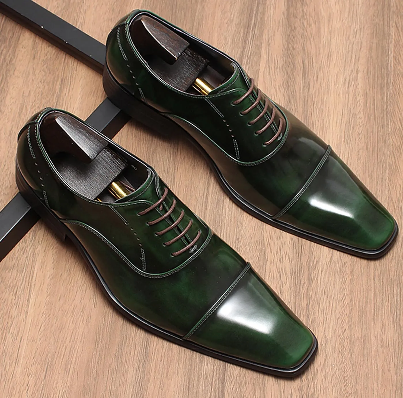 Santimon Men's Handcrafted Oxford Dress Shoes | Genuine Leather Brogue Derby for Business/Wedding/Tuxedo | Cushioned Outsole Formal Shoes | Prom & Casual Luxury Footwear