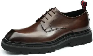 Santimon Mens Oxfords Brown and Black Dress Shoes Formal Business Lightweight Square Toe Derby Wedding Prom Casual Leather Shoes for Men