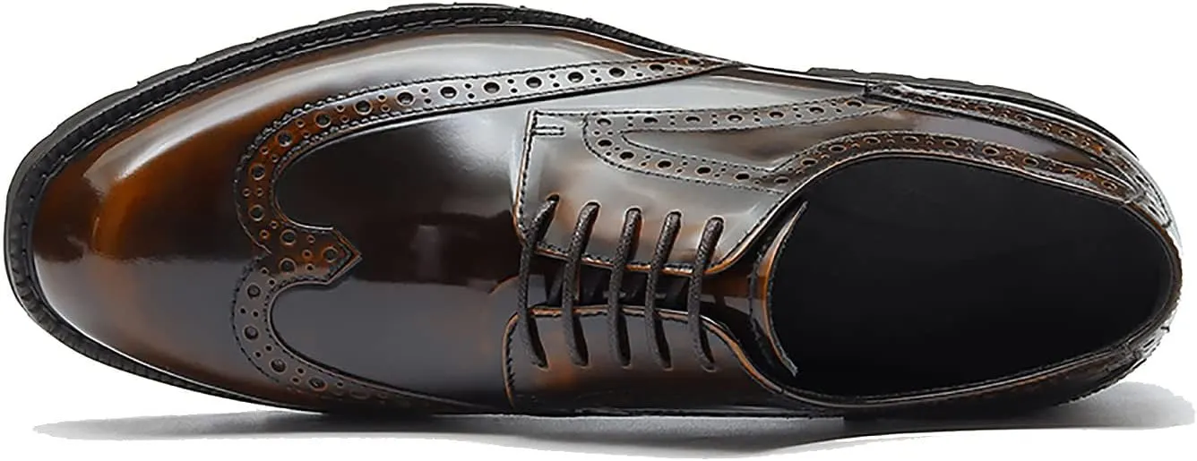 Santimon Men's Oxfords Casual Dress Wight Brogues Shoes Genuine Leather Derby Fashion Formal Tuxedo Walking Shoes for Men