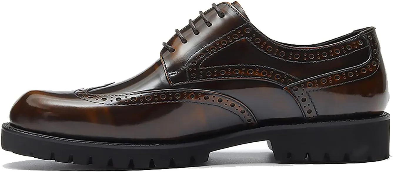 Santimon Men's Oxfords Casual Dress Wight Brogues Shoes Genuine Leather Derby Fashion Formal Tuxedo Walking Shoes for Men