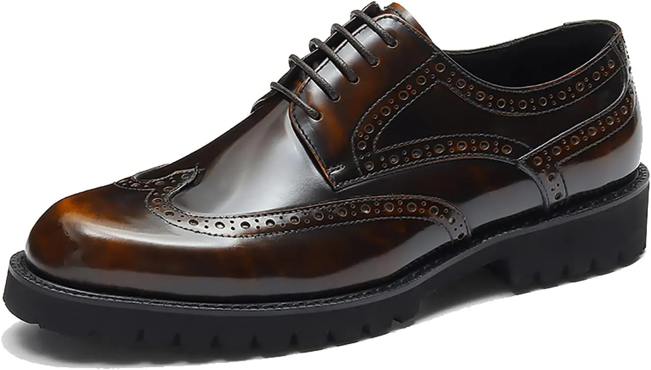 Santimon Men's Oxfords Casual Dress Wight Brogues Shoes Genuine Leather Derby Fashion Formal Tuxedo Walking Shoes for Men