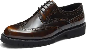 Santimon Men's Oxfords Casual Dress Wight Brogues Shoes Genuine Leather Derby Fashion Formal Tuxedo Walking Shoes for Men