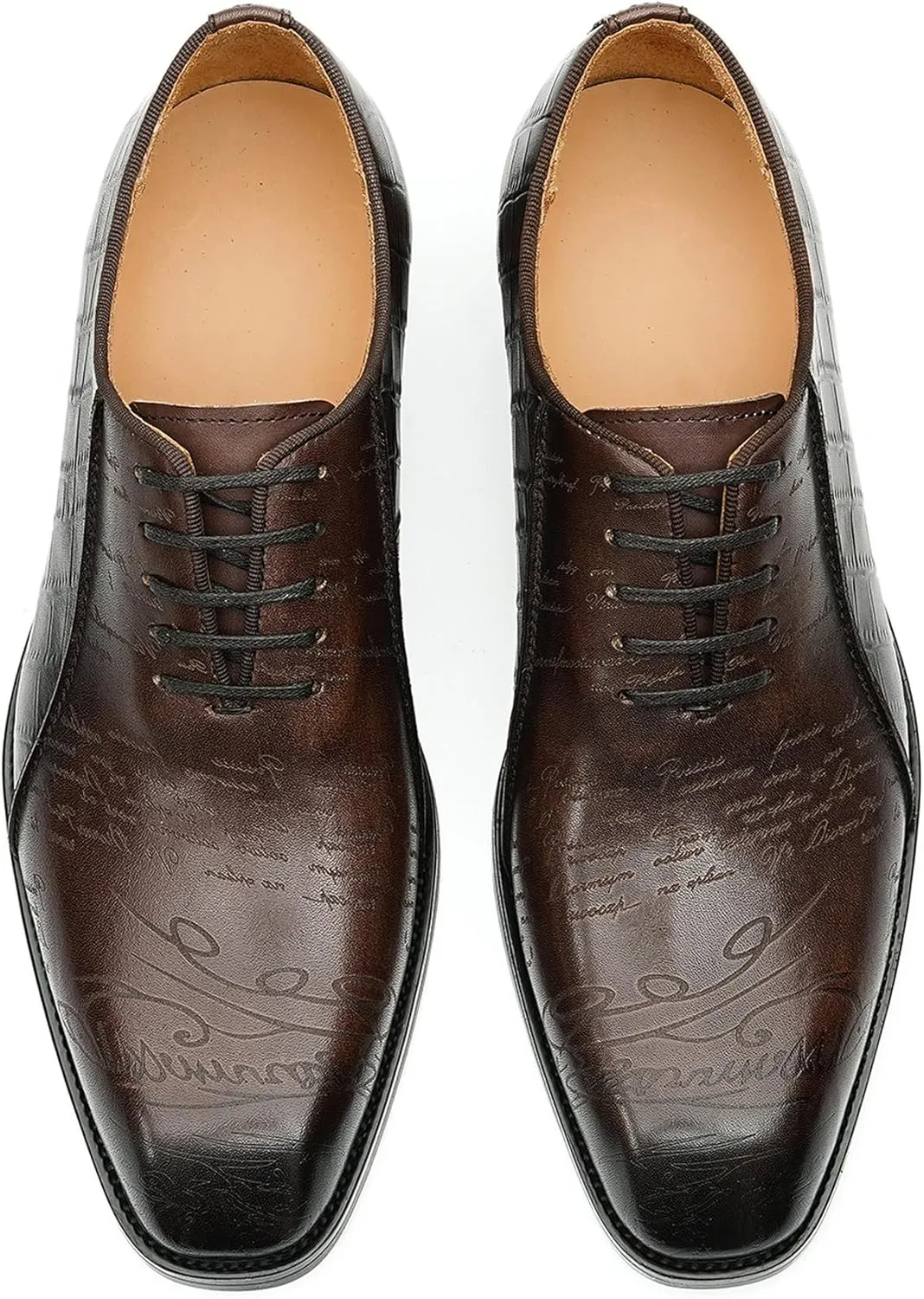 Santimon Men's Oxfords Formal Dress Leather Derby Fashion Business Prom Plaid Shoes Tuxedo Wedding Casual Derby Walking Shoes for Men