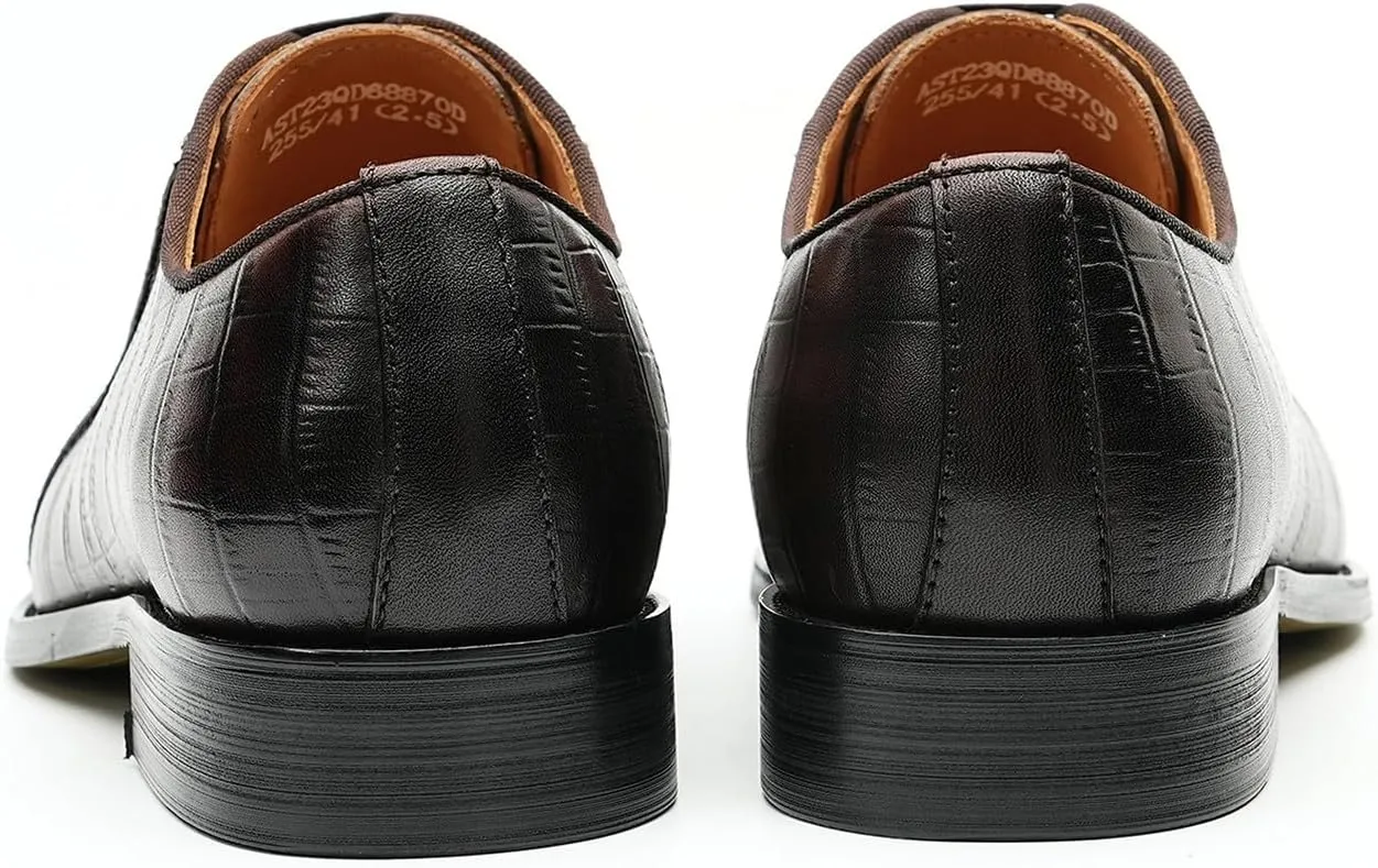 Santimon Men's Oxfords Formal Dress Leather Derby Fashion Business Prom Plaid Shoes Tuxedo Wedding Casual Derby Walking Shoes for Men