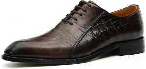 Santimon Men's Oxfords Formal Dress Leather Derby Fashion Business Prom Plaid Shoes Tuxedo Wedding Casual Derby Walking Shoes for Men