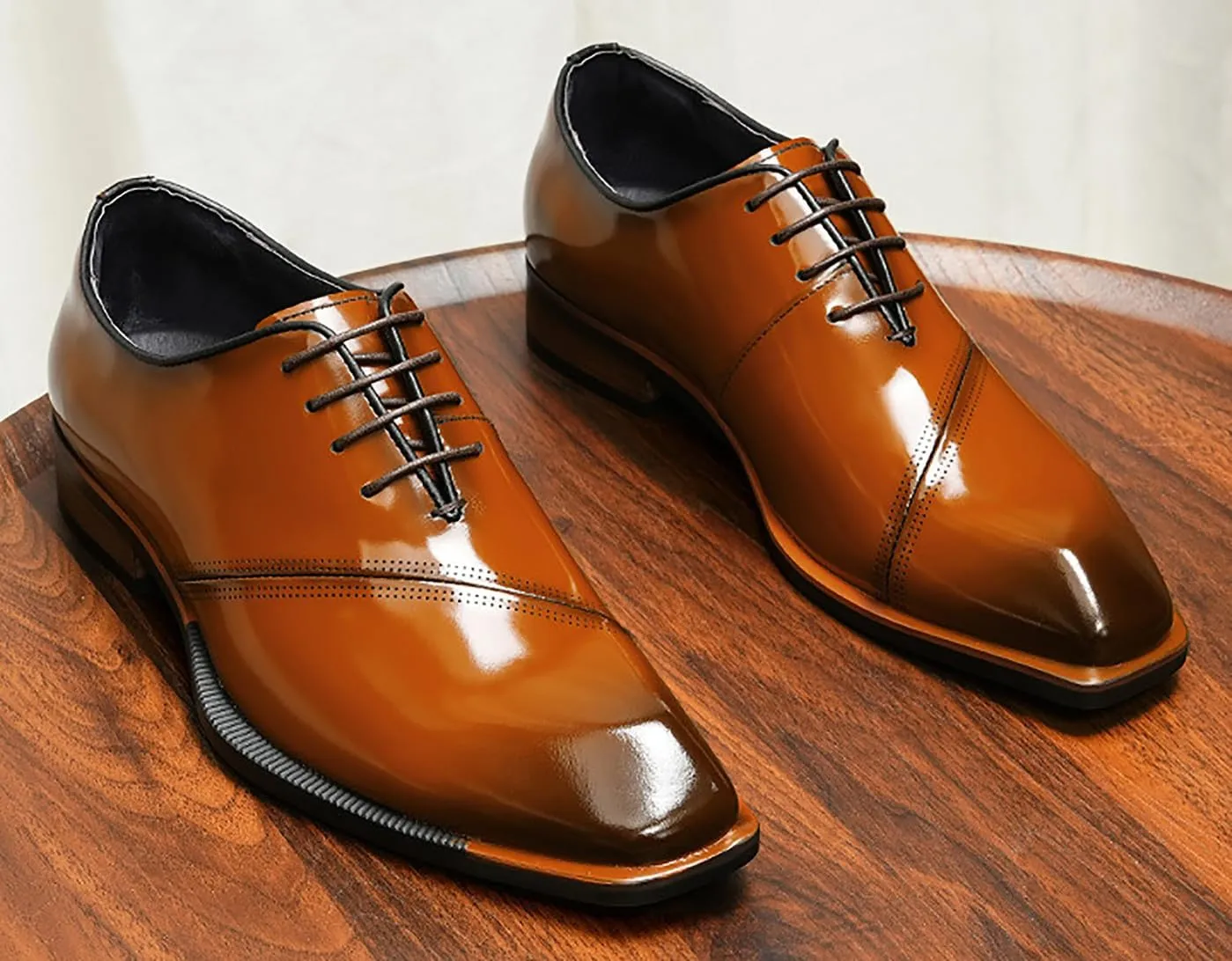 Santimon Men's Oxfords Formal Dress Patent Leather Derby Fashion Business Wedding Prom Tuxedo Casual Square Toe Oxford Walking Shoes for Men