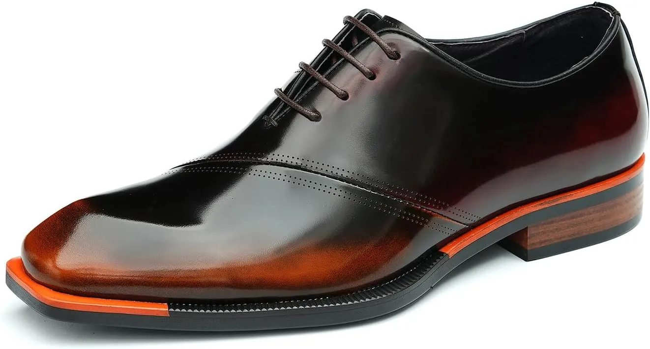 Santimon Men's Oxfords Formal Dress Patent Leather Derby Fashion Business Wedding Prom Tuxedo Casual Square Toe Oxford Walking Shoes for Men