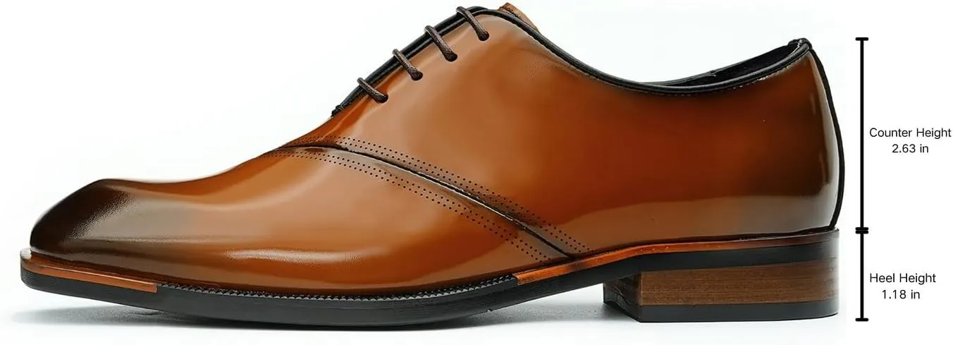 Santimon Men's Oxfords Formal Dress Patent Leather Derby Fashion Business Wedding Prom Tuxedo Casual Square Toe Oxford Walking Shoes for Men
