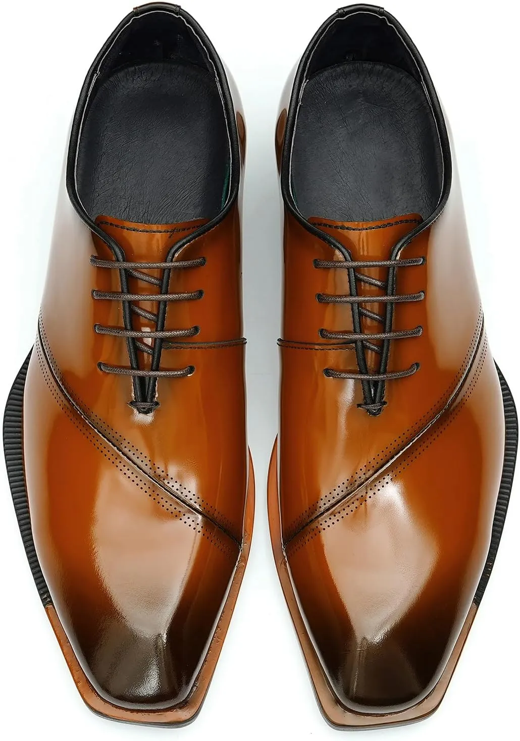 Santimon Men's Oxfords Formal Dress Patent Leather Derby Fashion Business Wedding Prom Tuxedo Casual Square Toe Oxford Walking Shoes for Men