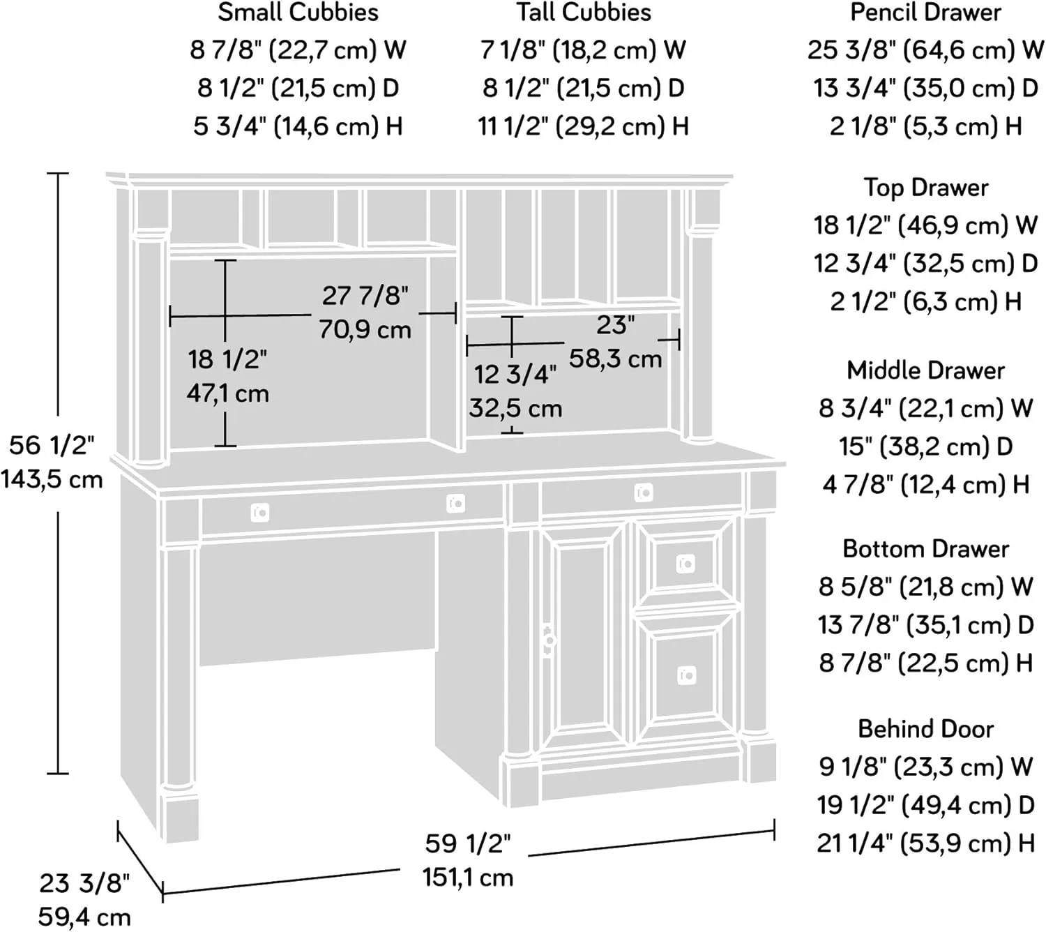 Sauder Palladia Computer Desk with Hutch, Home Office Desk with Drawers, File Cabinet Storage Drawer, Cable Management, Keyboard Tray, in Split Oak Finish