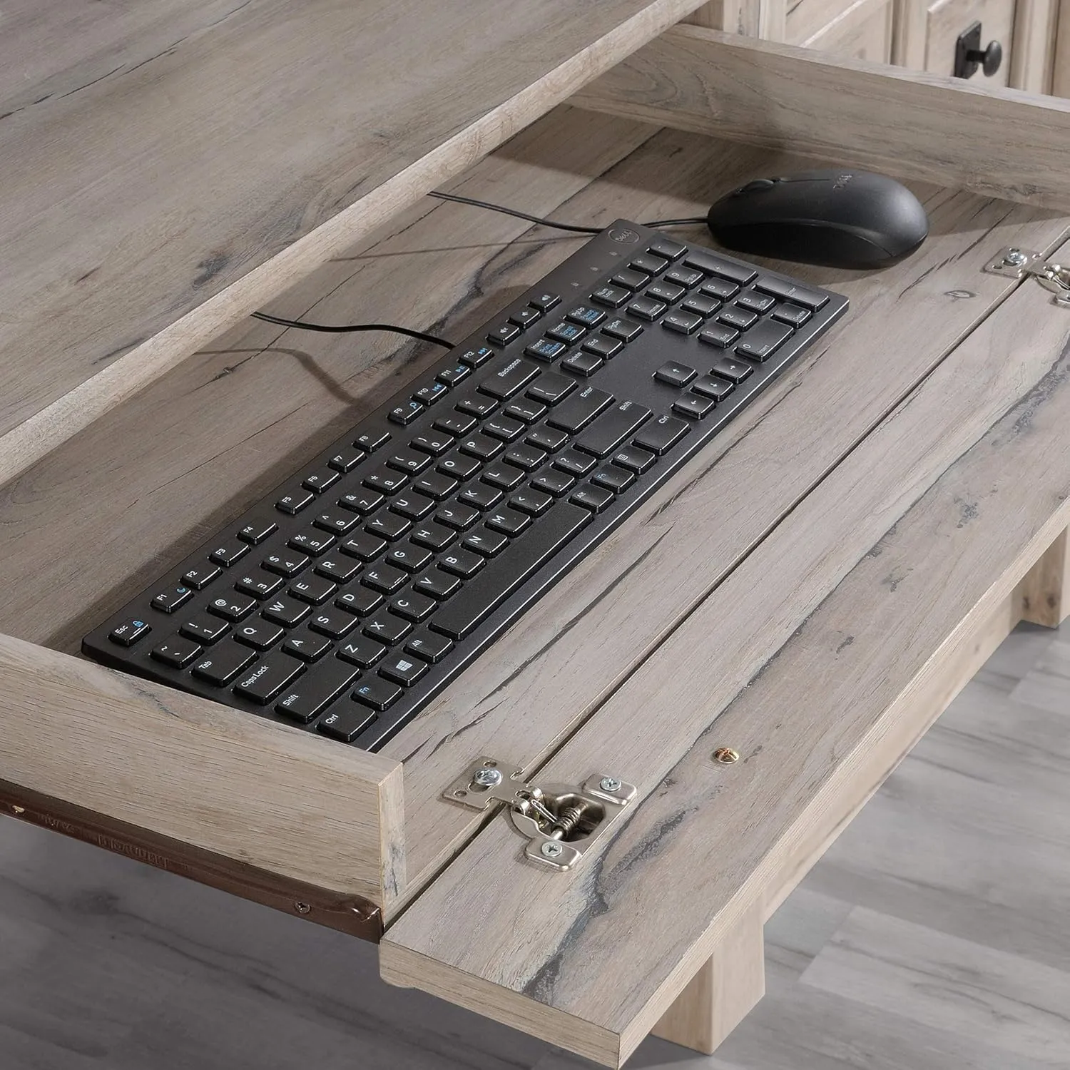 Sauder Palladia Computer Desk with Hutch, Home Office Desk with Drawers, File Cabinet Storage Drawer, Cable Management, Keyboard Tray, in Split Oak Finish