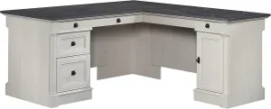 Sauder Palladia L Shaped Desk with Drawers, Office Desk with File Cabinet Storage, Cable Management, Keyboard Tray, in Glacier Oak Finish