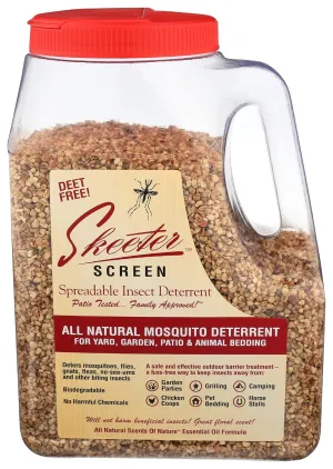 Scent Shop Skeeter Screen 90600 Spreadable Outdoor Deterrent – 64 oz Granules – DEET-Free, Biodegradable – Essential Oil Barrier Formula – For Patios, Gardens, Animal Areas & Outdoor Use