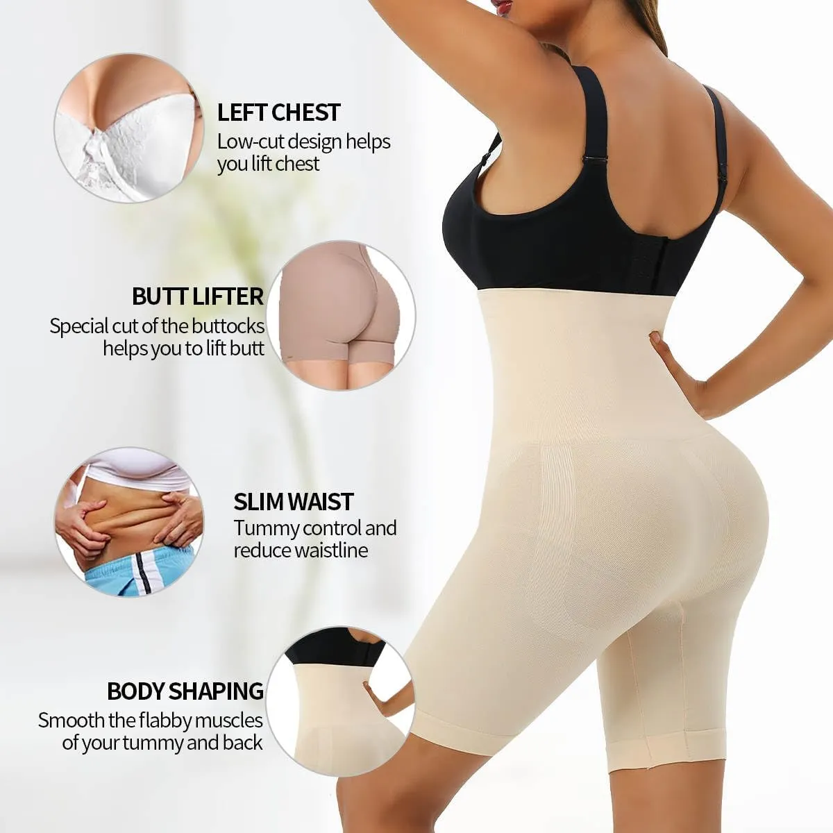 Seamless Slimming Body Shaper Shorts Shapewear for Women Tummy Control Waist Trainer Thigh Slimmer High Waisted Body Shaper