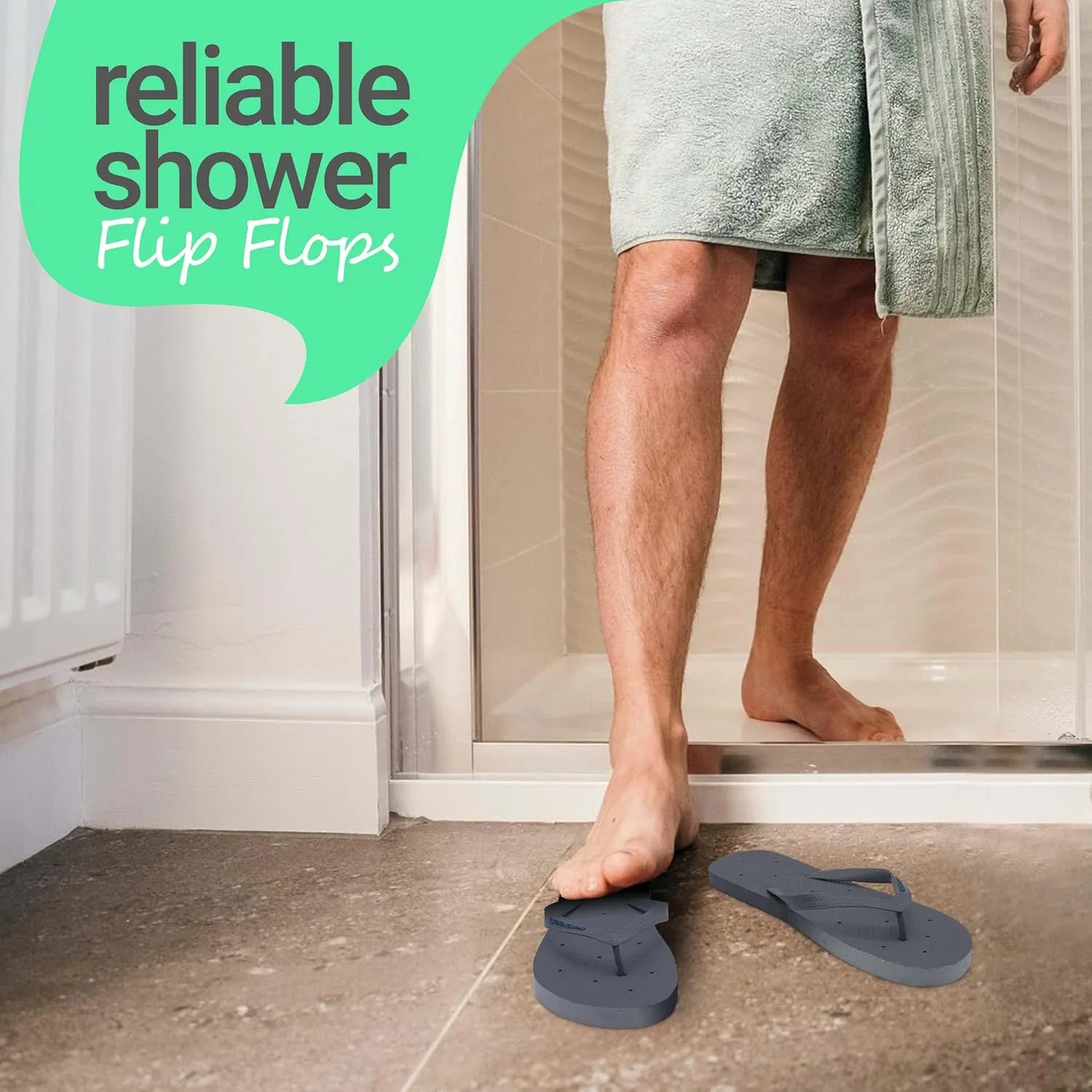 Shower Shoez Men's Non-Slip Gym Pool Dorm Water Sandals Flip Flops