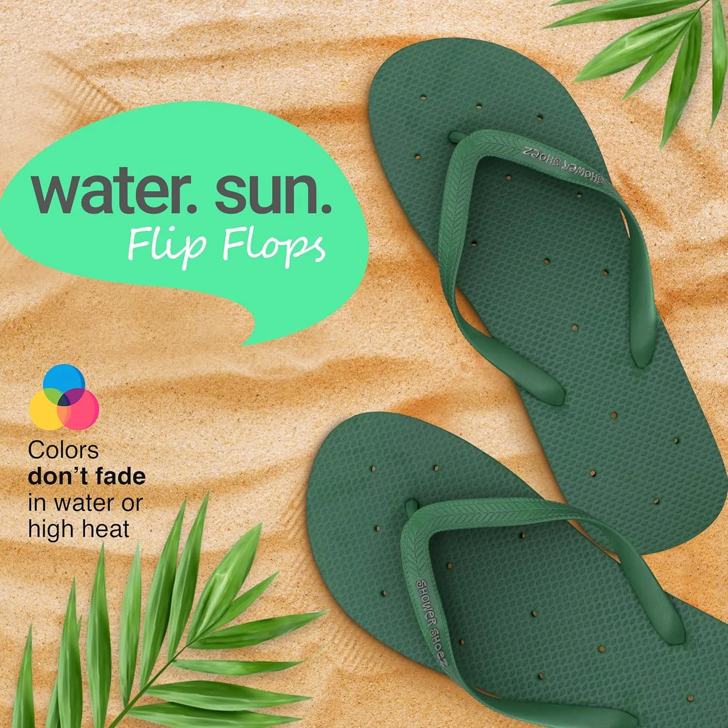 Shower Shoez Men's Non-Slip Gym Pool Dorm Water Sandals Flip Flops