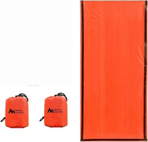 Sierra Madre Emergency Sleeping Bag – Ultralight, Waterproof Mylar Thermal Bivy Sack Tent for Hiking, Bug-Out Bags, Survival Kits – Emergency Survival Space Blanket for Heat Retention 2 Pack