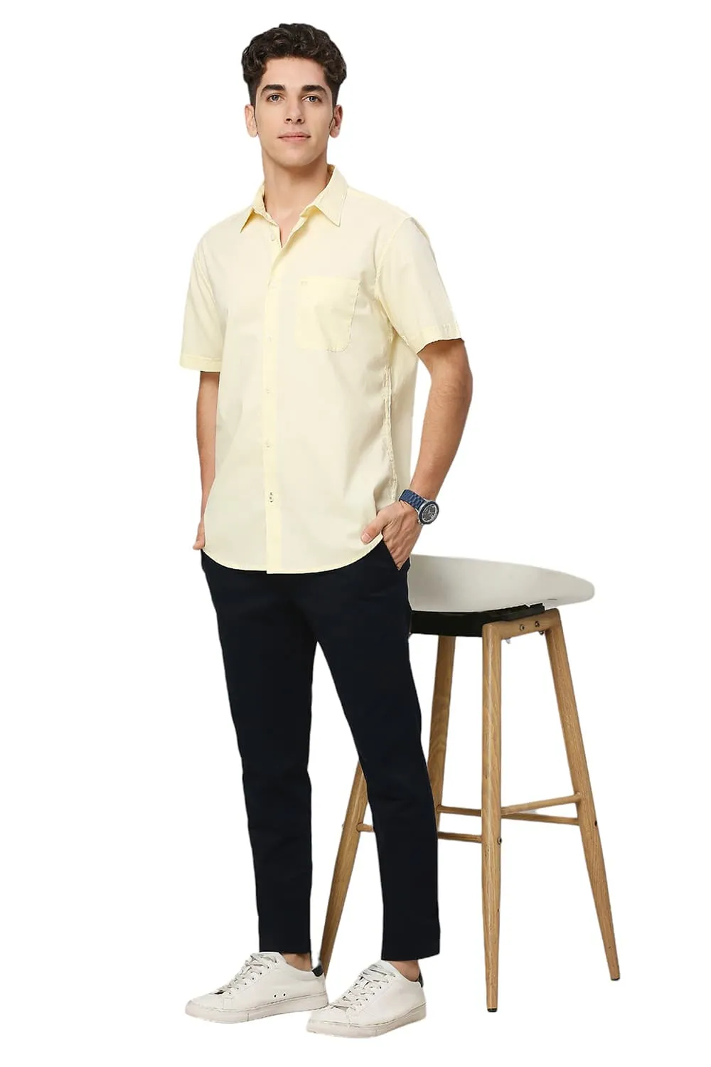 Slim Fit Cotton Oxford Halfsleeves Shirt