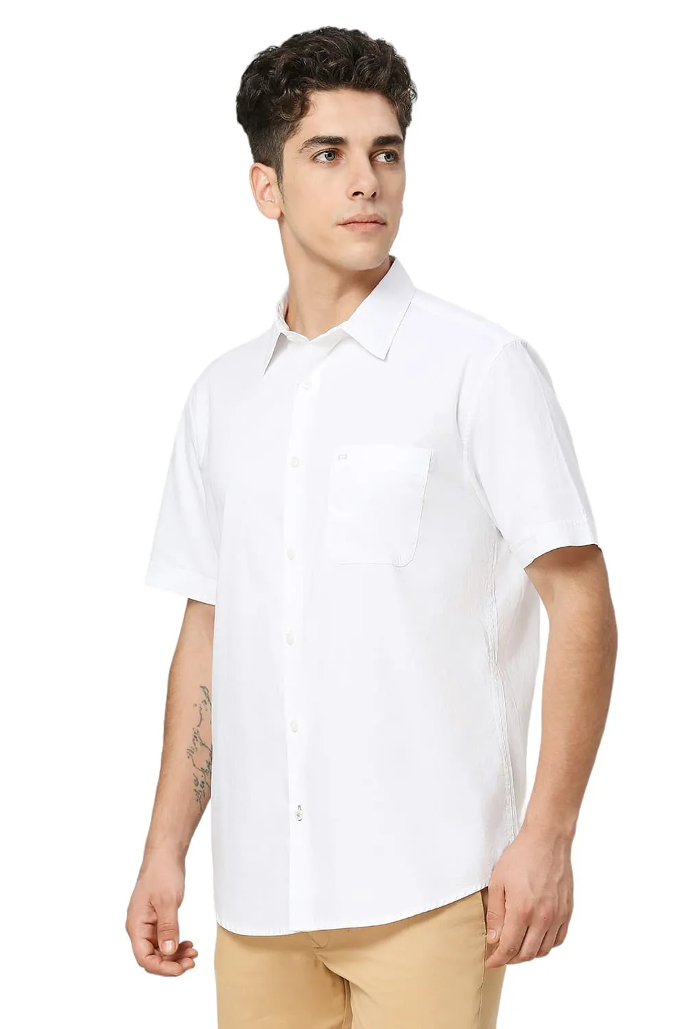 Slim Fit Cotton Oxford Halfsleeves Shirt