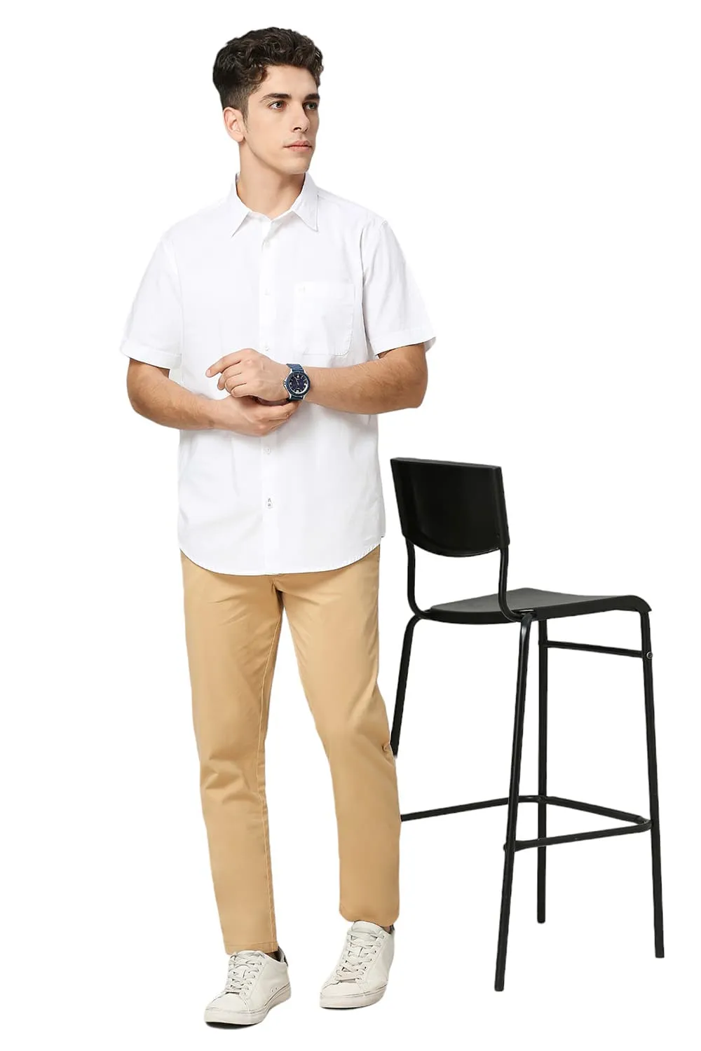 Slim Fit Cotton Oxford Halfsleeves Shirt