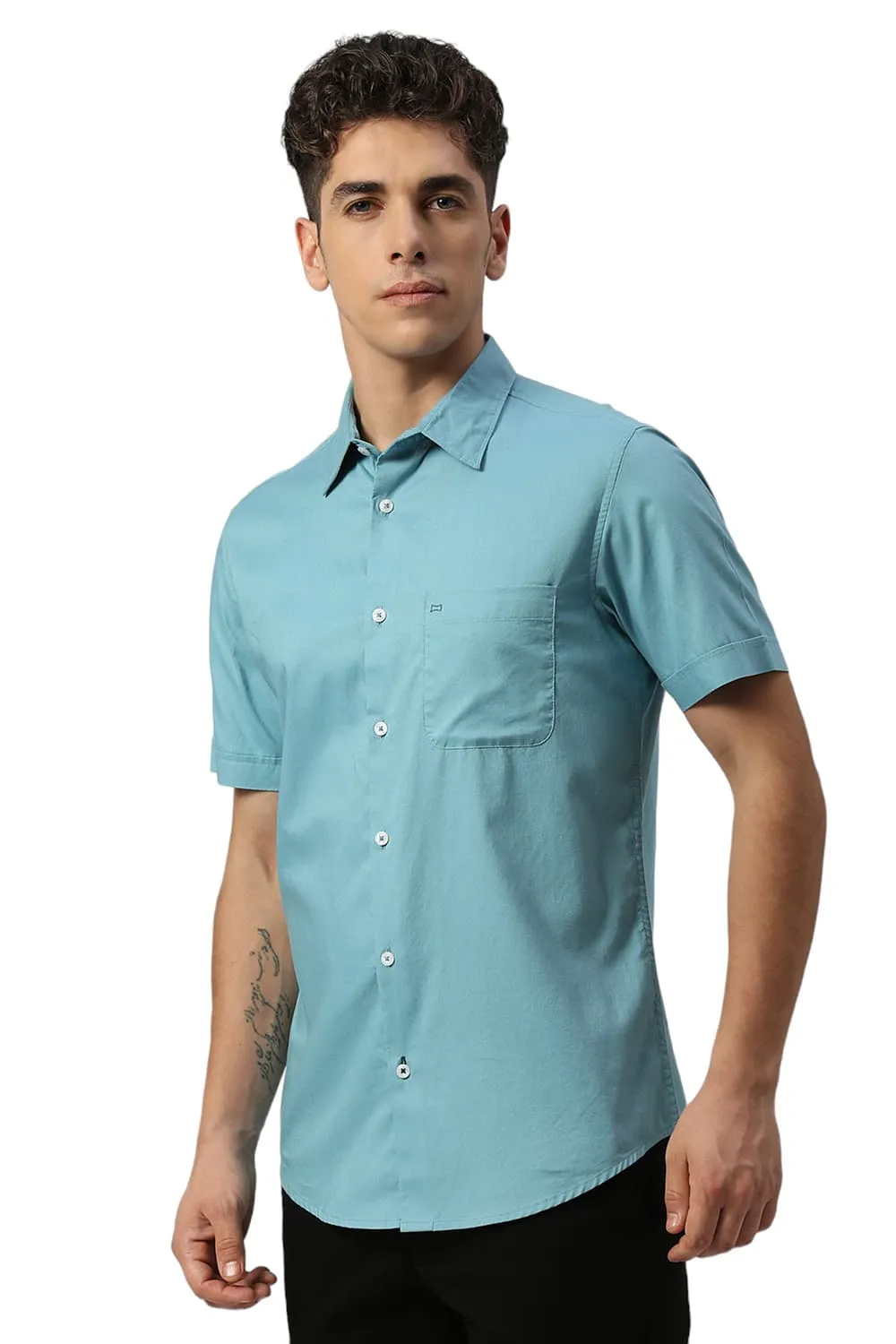 Slim Fit Cotton Oxford Halfsleeves Shirt