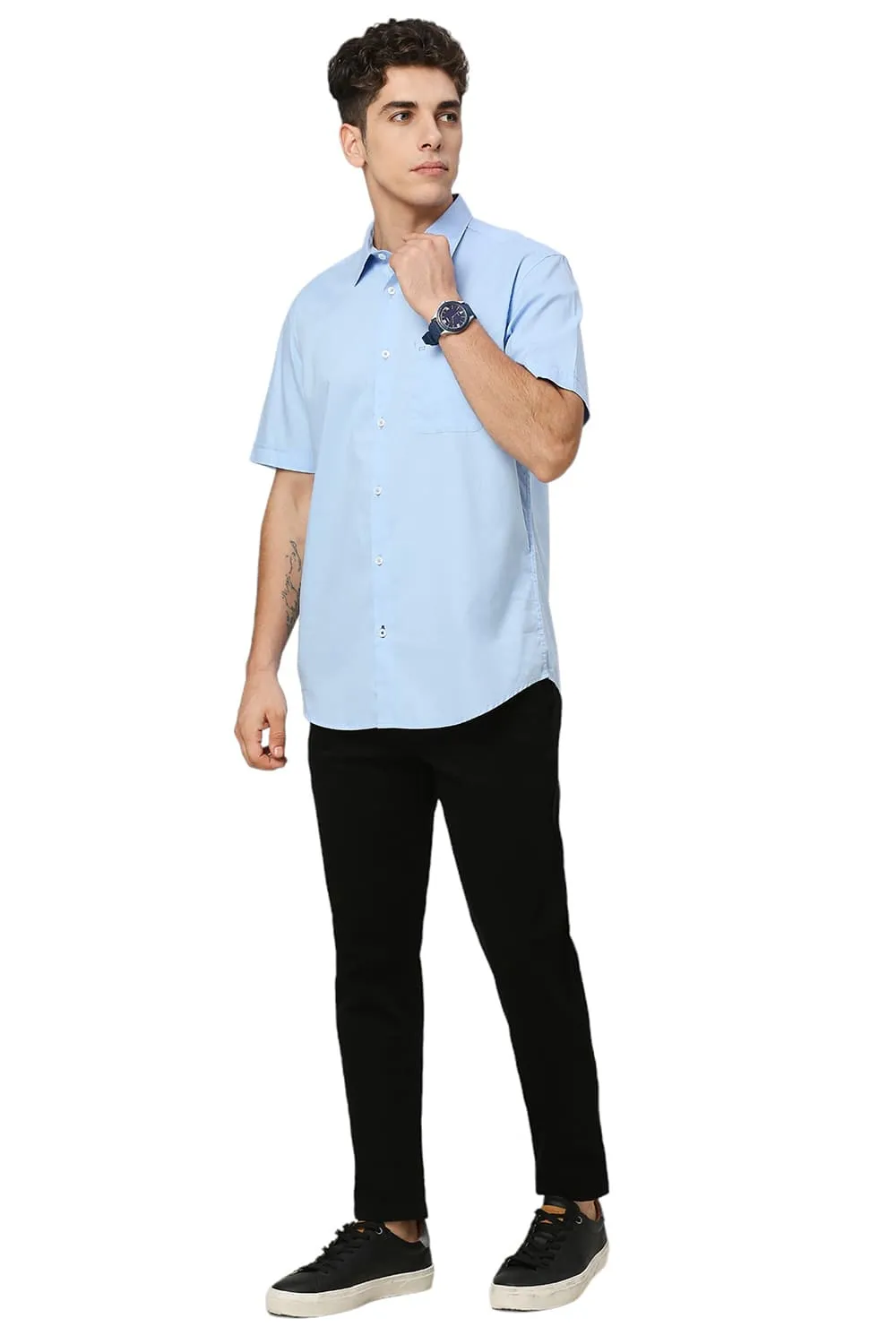 Slim Fit Cotton Oxford Halfsleeves Shirt