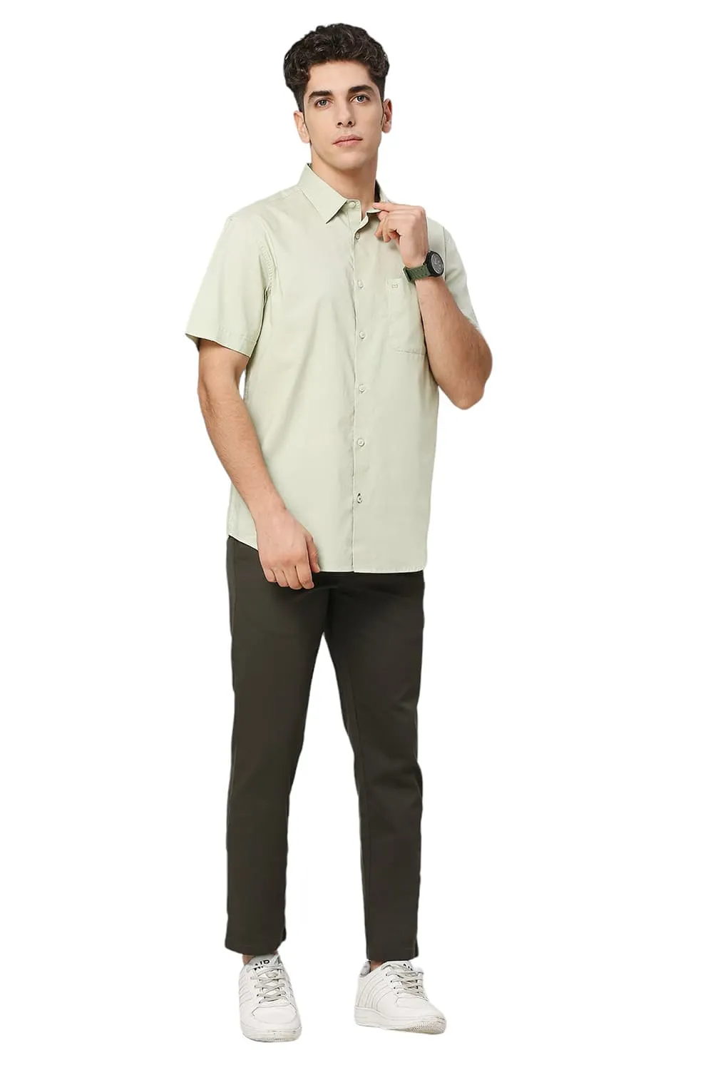 Slim Fit Cotton Oxford Halfsleeves Shirt