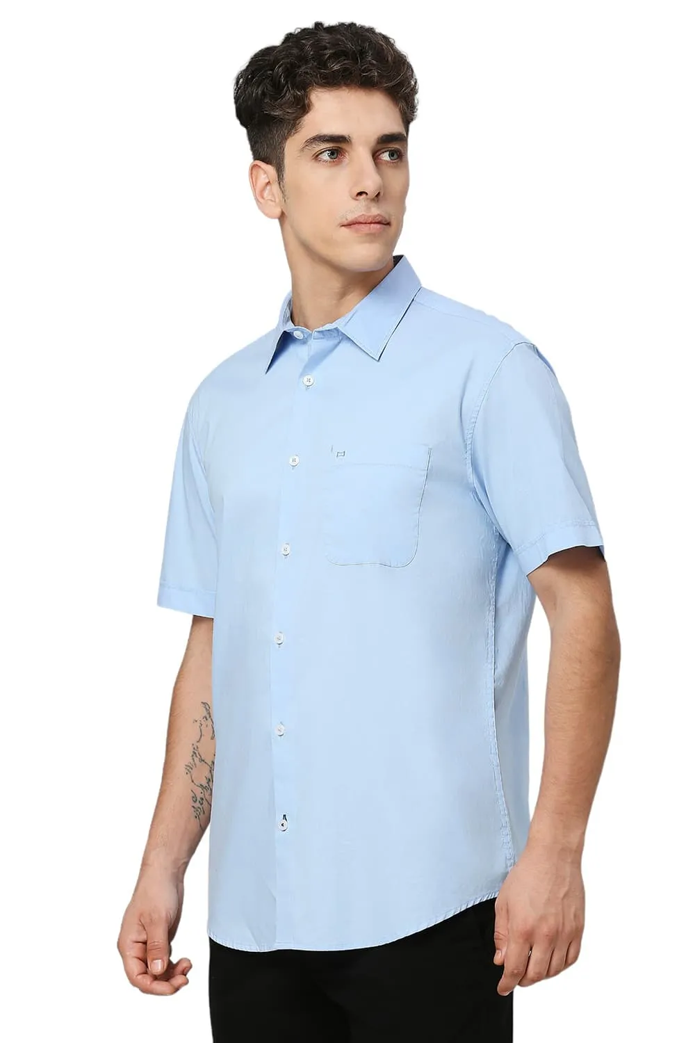 Slim Fit Cotton Oxford Halfsleeves Shirt