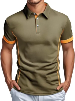 Slim Fit Polo Shirts for Men Causal Lightweight Collared Button Down Shirt Basic Short Sleecve Cotton Golf Polos
