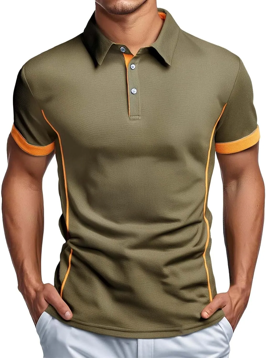 Slim Fit Polo Shirts for Men Causal Lightweight Collared Button Down Shirt Basic Short Sleecve Cotton Golf Polos