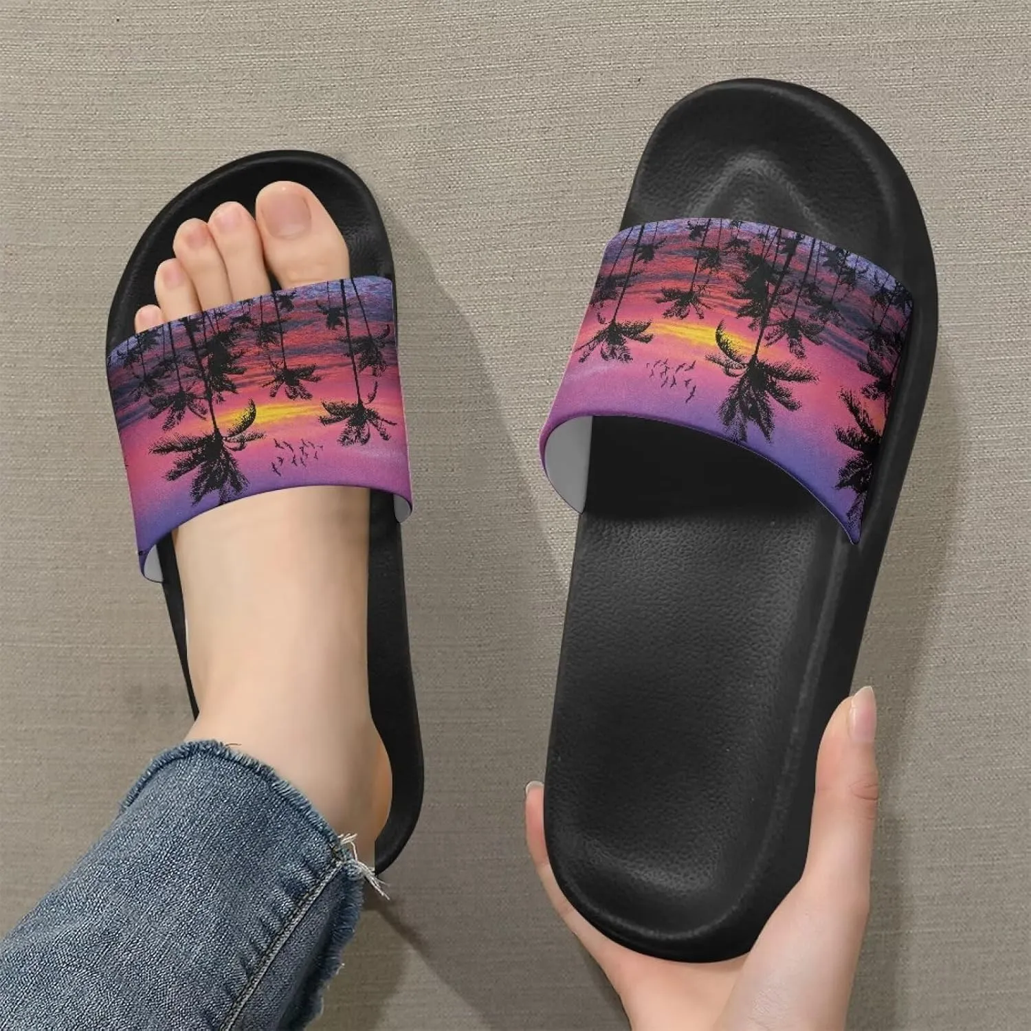 Slippers for Women Men Non Slip Quick Drying Shower Slides Bathroom Sandals EVA Flat Sandals
