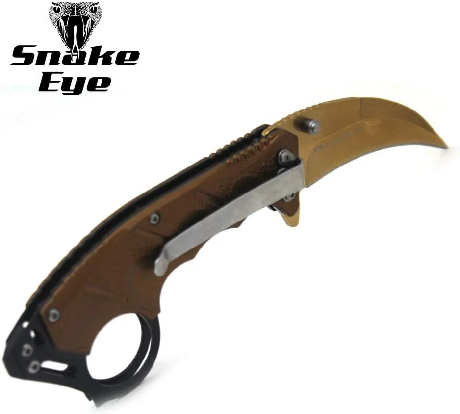 Snake Eye Tactical Everyday Carry Assist Style Folding Pocket Knife EDC (Gold)