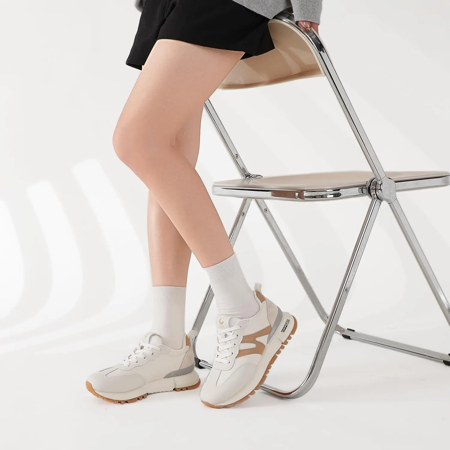 somiliss Sneakers for Women Genuine Leather Suede Patchwork Casual Lace Up Non-Slip Walking Shoes Comfortable Tennis Running Shoes Womens Fashion Sneakers