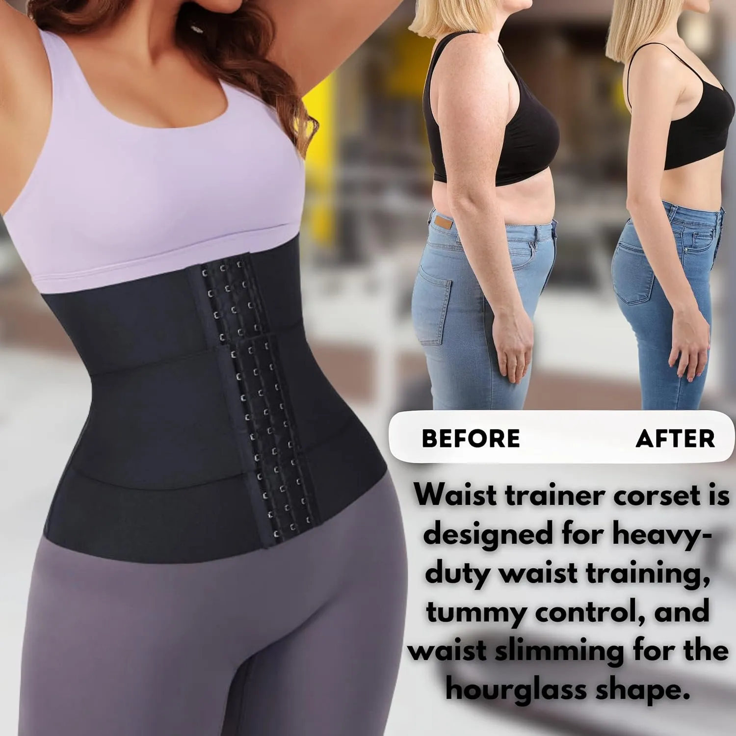 Soo slick Waist Trainer for Women - 3 Segmented Hourglass under Bust Body Shaper Tummy Wrap Waist Trimmer for Women