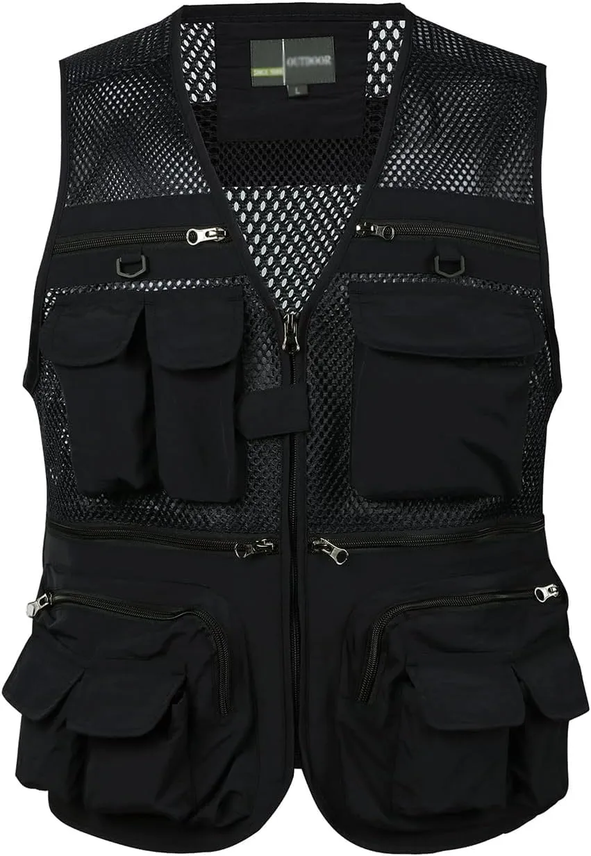 Spanye Mens Fishing Hunting Vest Outdoor Travel Utility Vest Tactical Work Jacket Multi Pocket