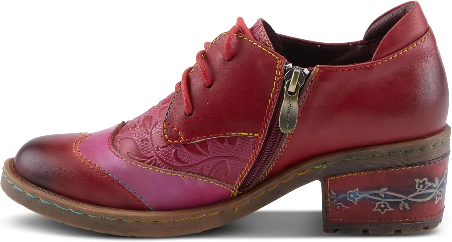 Spring Step L'Artiste Briteetoe Women's Oxford Bootie - Artistic Accents, Embossed Handpainted Details, Versatile & Comfortable