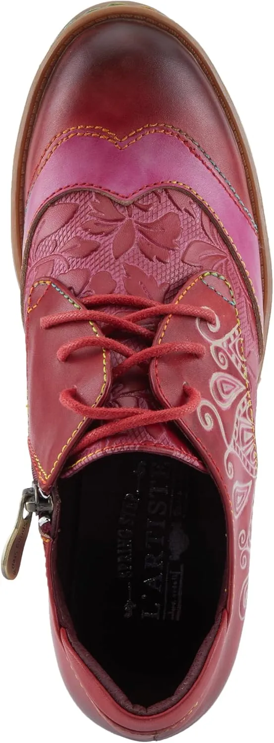 Spring Step L'Artiste Briteetoe Women's Oxford Bootie - Artistic Accents, Embossed Handpainted Details, Versatile & Comfortable