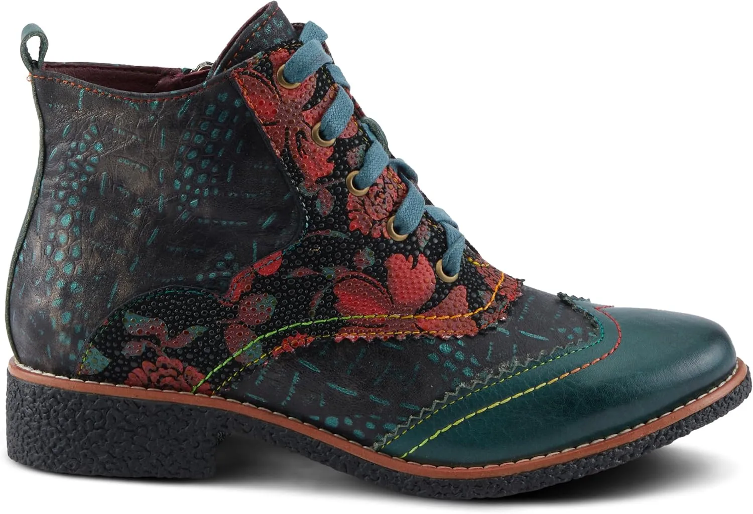 Spring Step L'Artiste Muggianahi Women's Oxford Bootie - Metallic Print, Textured Pin Dots, Fashion-Forward & Comfortable
