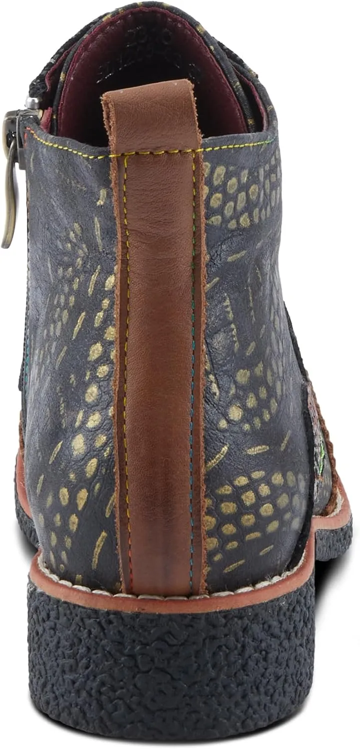 Spring Step L'Artiste Muggianahi Women's Oxford Bootie - Metallic Print, Textured Pin Dots, Fashion-Forward & Comfortable