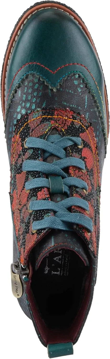 Spring Step L'Artiste Muggianahi Women's Oxford Bootie - Metallic Print, Textured Pin Dots, Fashion-Forward & Comfortable