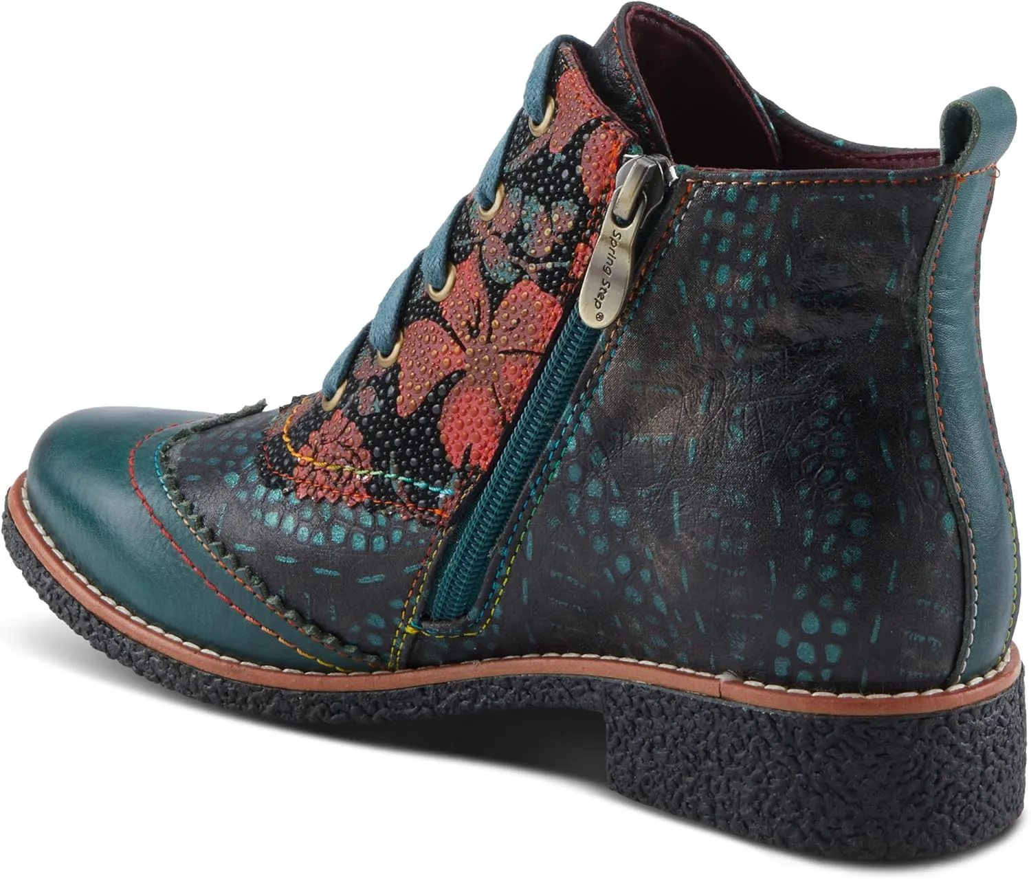 Spring Step L'Artiste Muggianahi Women's Oxford Bootie - Metallic Print, Textured Pin Dots, Fashion-Forward & Comfortable