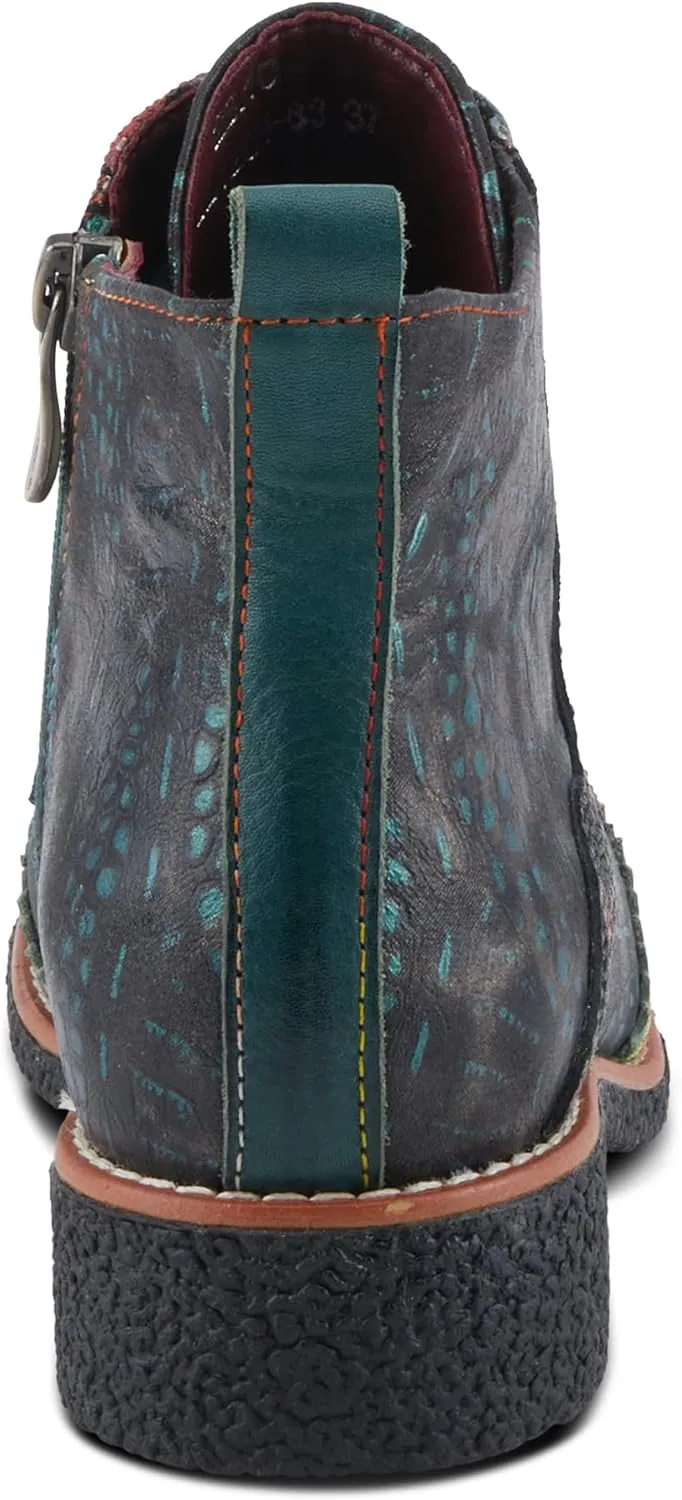 Spring Step L'Artiste Muggianahi Women's Oxford Bootie - Metallic Print, Textured Pin Dots, Fashion-Forward & Comfortable
