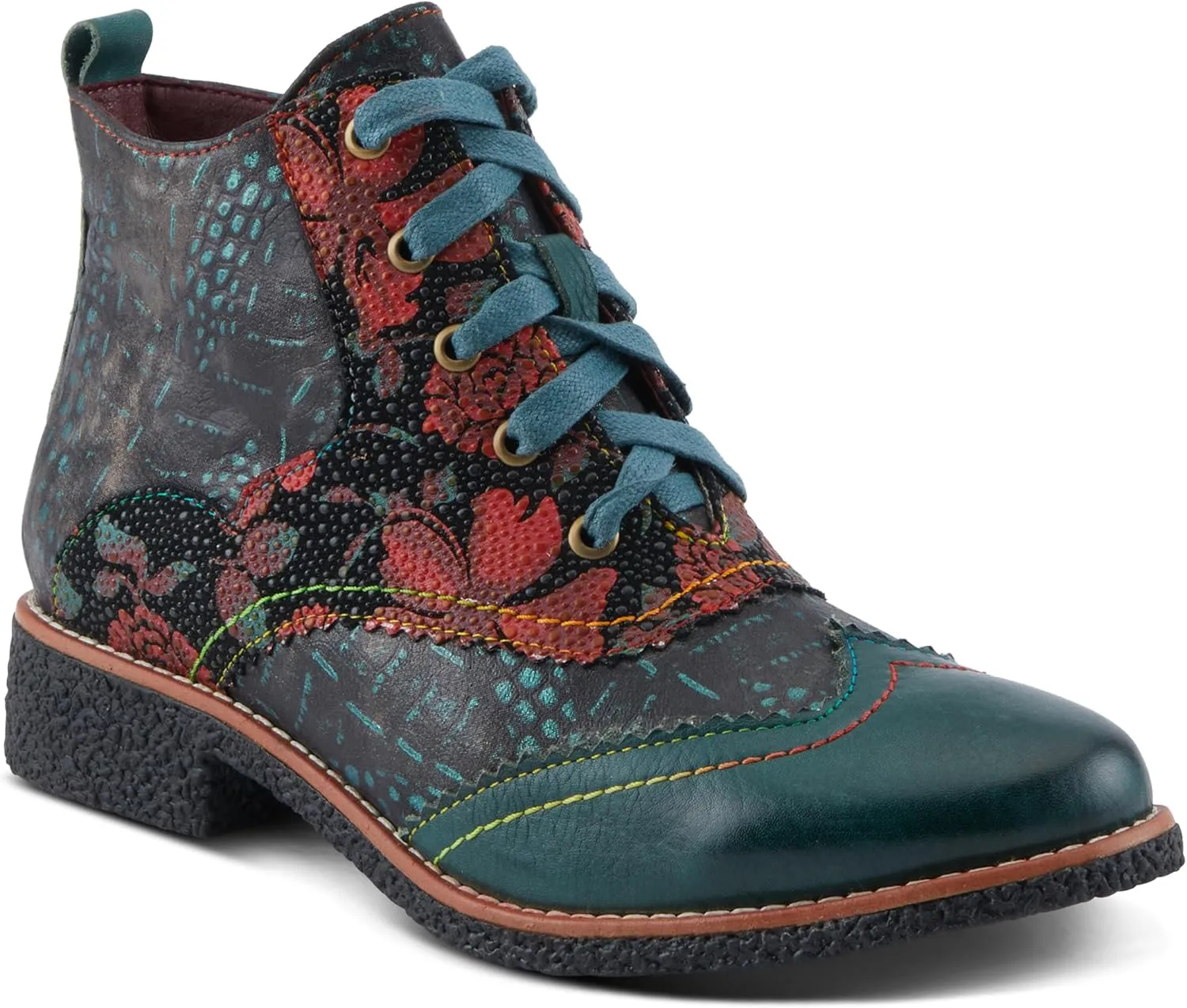 Spring Step L'Artiste Muggianahi Women's Oxford Bootie - Metallic Print, Textured Pin Dots, Fashion-Forward & Comfortable