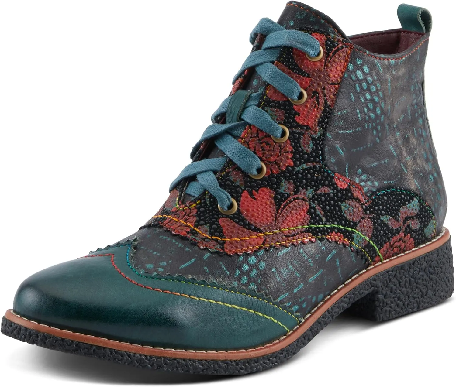 Spring Step L'Artiste Muggianahi Women's Oxford Bootie - Metallic Print, Textured Pin Dots, Fashion-Forward & Comfortable